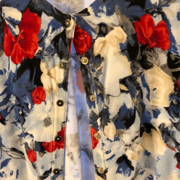 Floral Red/Blue Cardigan/Sweater - Picture 3 of 5